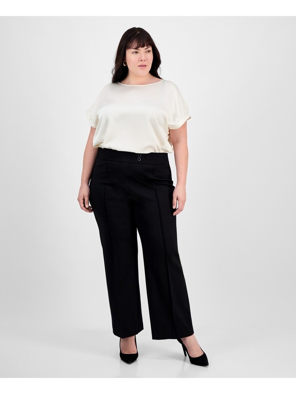 Jones York Plus Size Pintucked Pull-on Pants - Jones Black